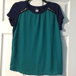 Blue and teal fancy short sleeve shirt